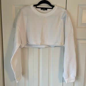 WHITE MISSGUIDED CROPPED LONG SLEEVED SWEATER